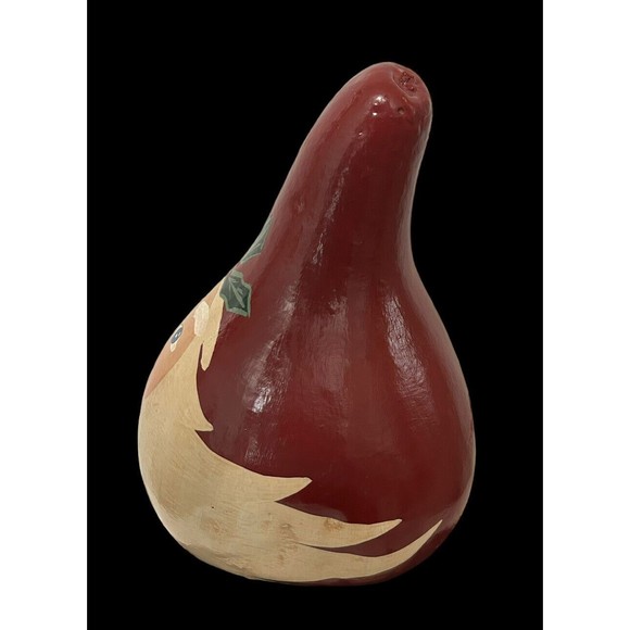 Vtg Santa Claus Hand Painted Gourd Artist Signed 1992 Christmas Folk Art 10.5” - Picture 5 of 10